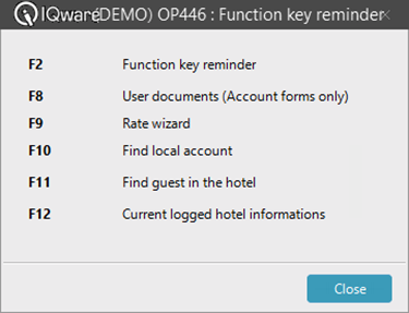 F2 - Function Key Reminder